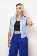 Chaleco Lino Azul