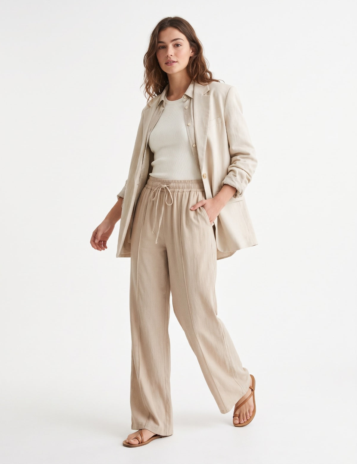 Pantalón Lino Beige