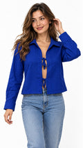 Blusa Sexy Lino Azul